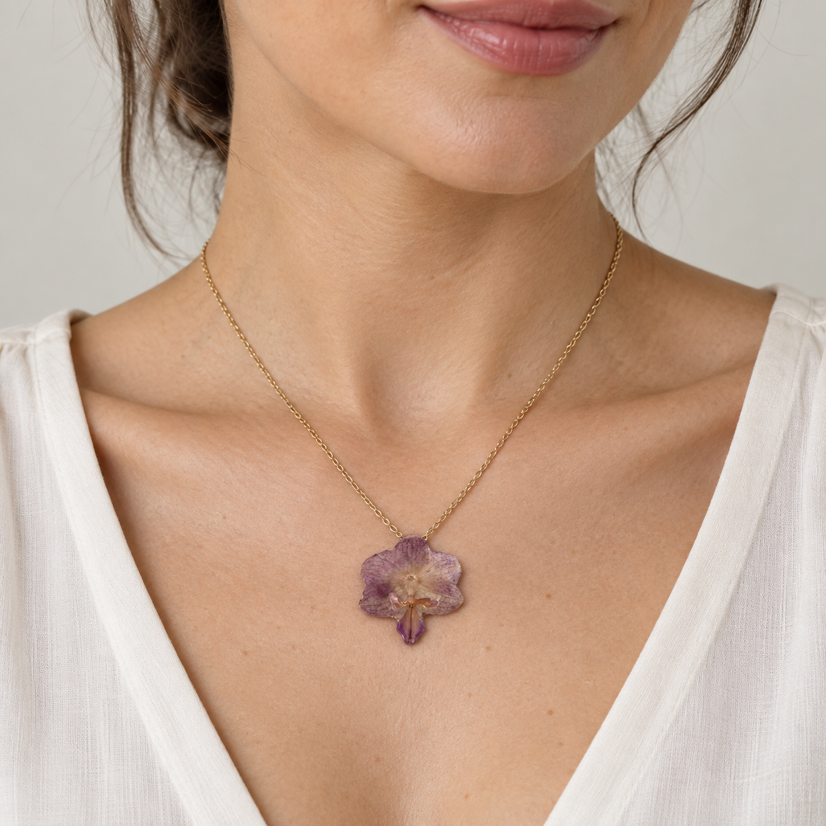 Collar Lila Suave · Orquídea preservada