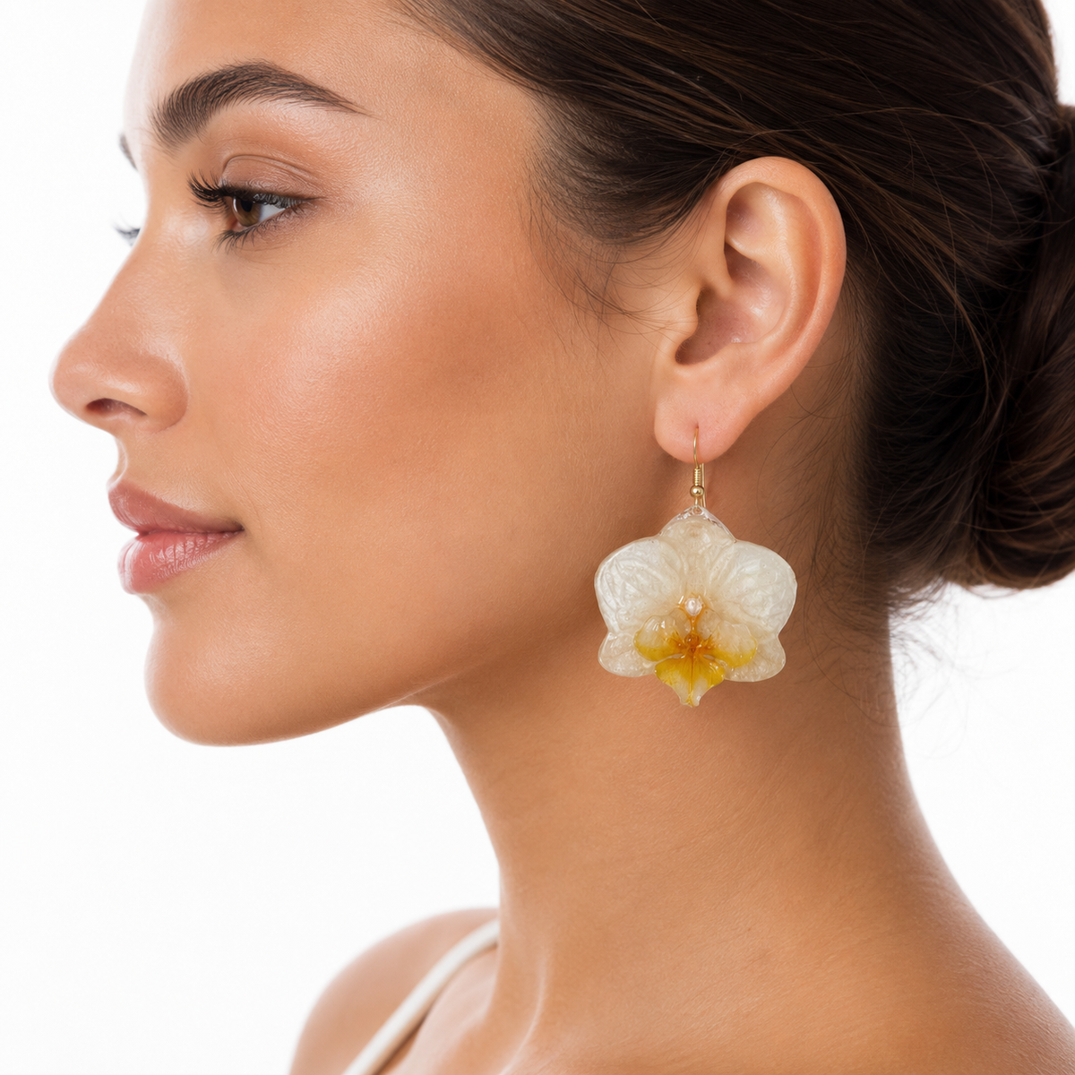 Pendientes Perla - Orquídea preservada
