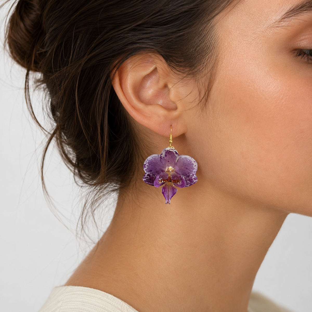 Pendientes Alma - Orquídea preservada