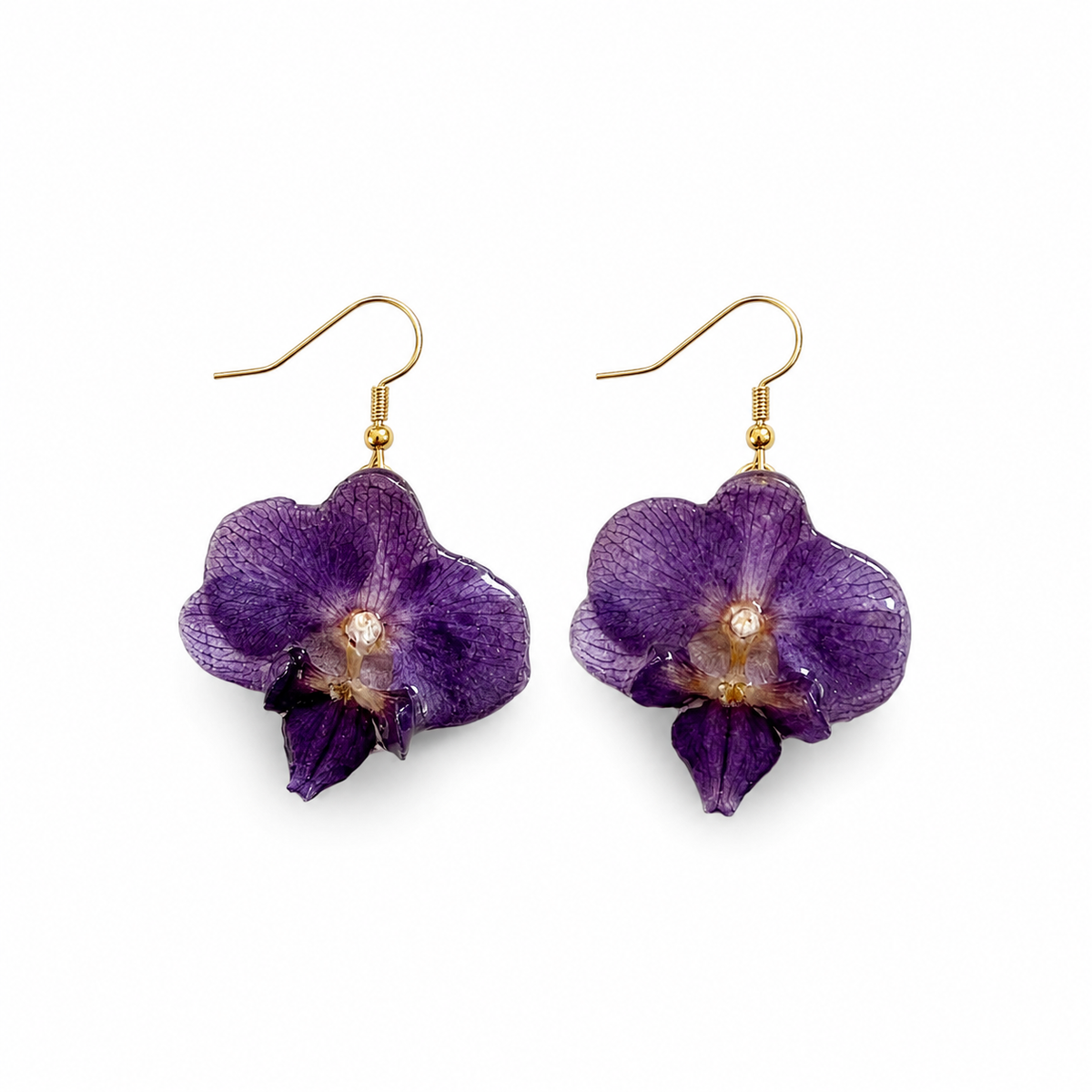 Pendientes Amatista - Orquídea preservada