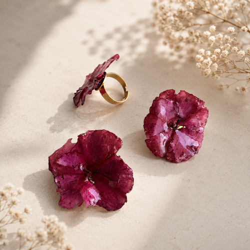 Anillo Flor Eterna · Granate
