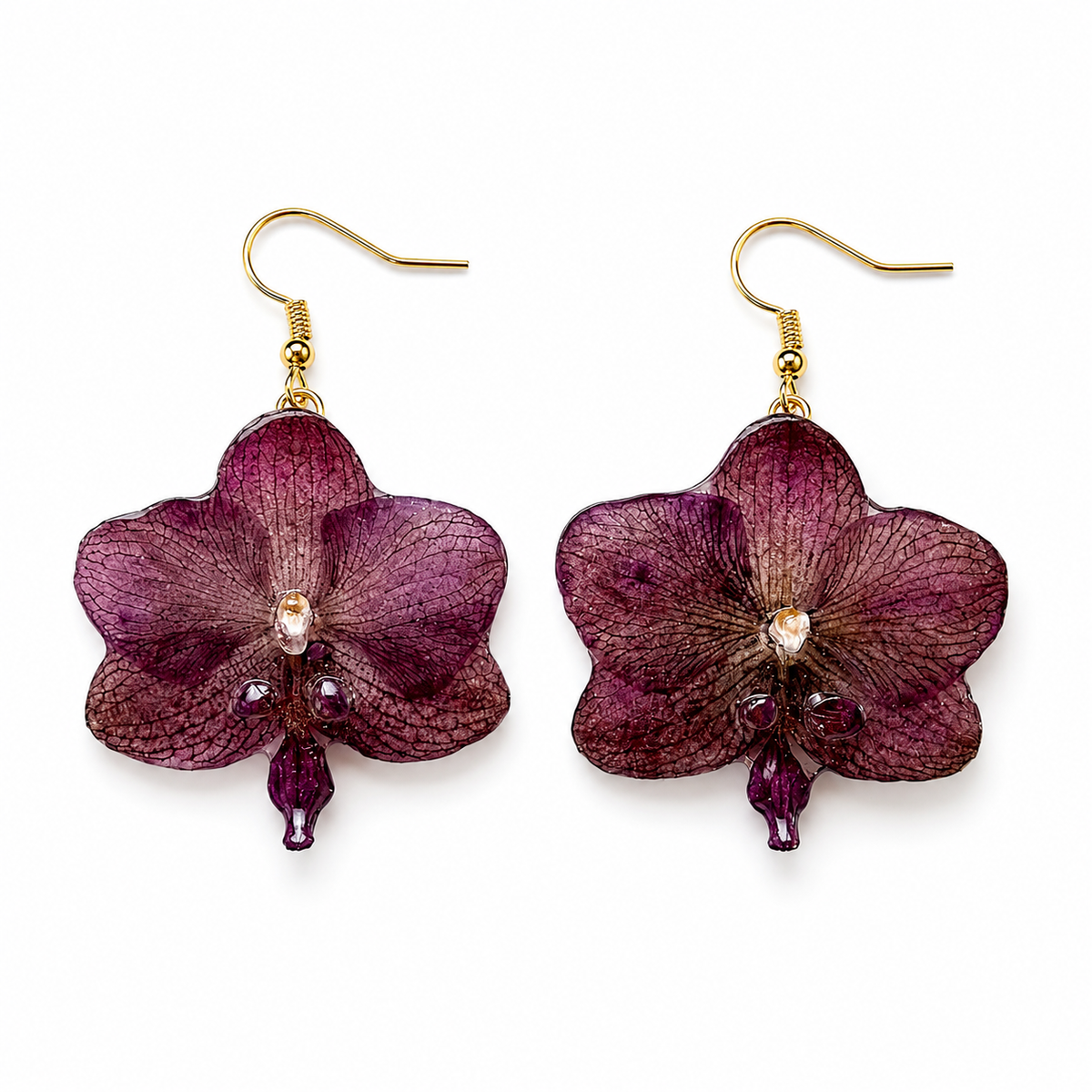 Pendientes Sole - Orquídea preservada