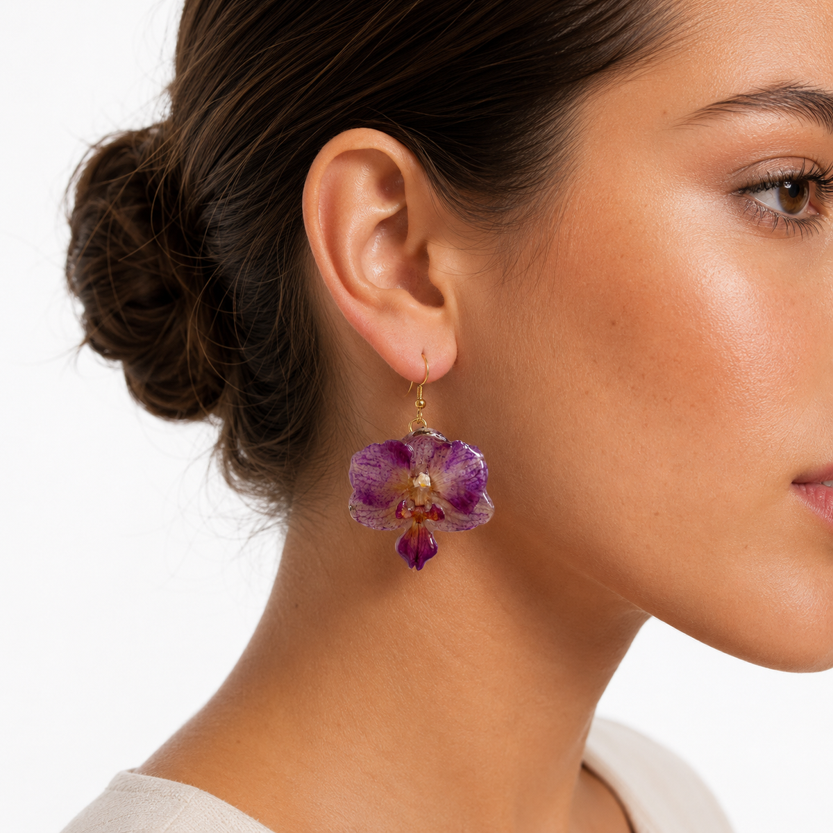 Pendientes Amira - Orquídea preservada