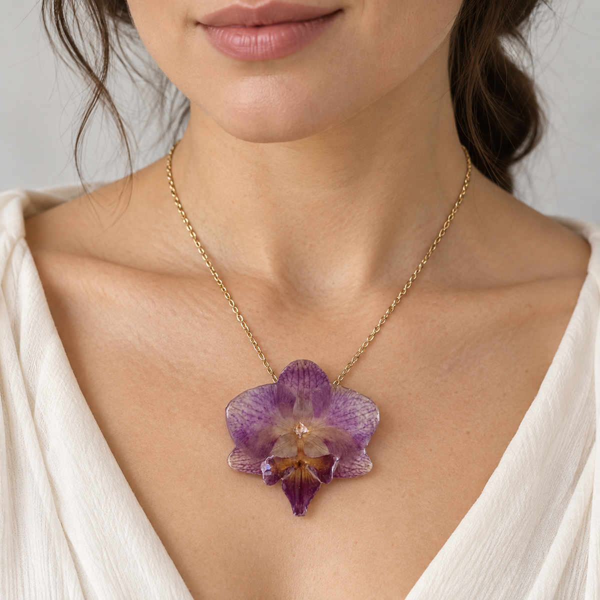 Collar Amatista · Orquídea preservada