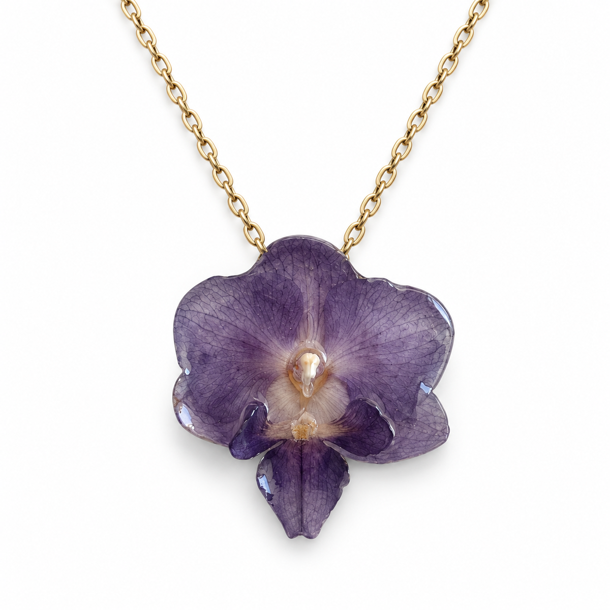 Collar Índigo Nocturno · Orquídea preservada