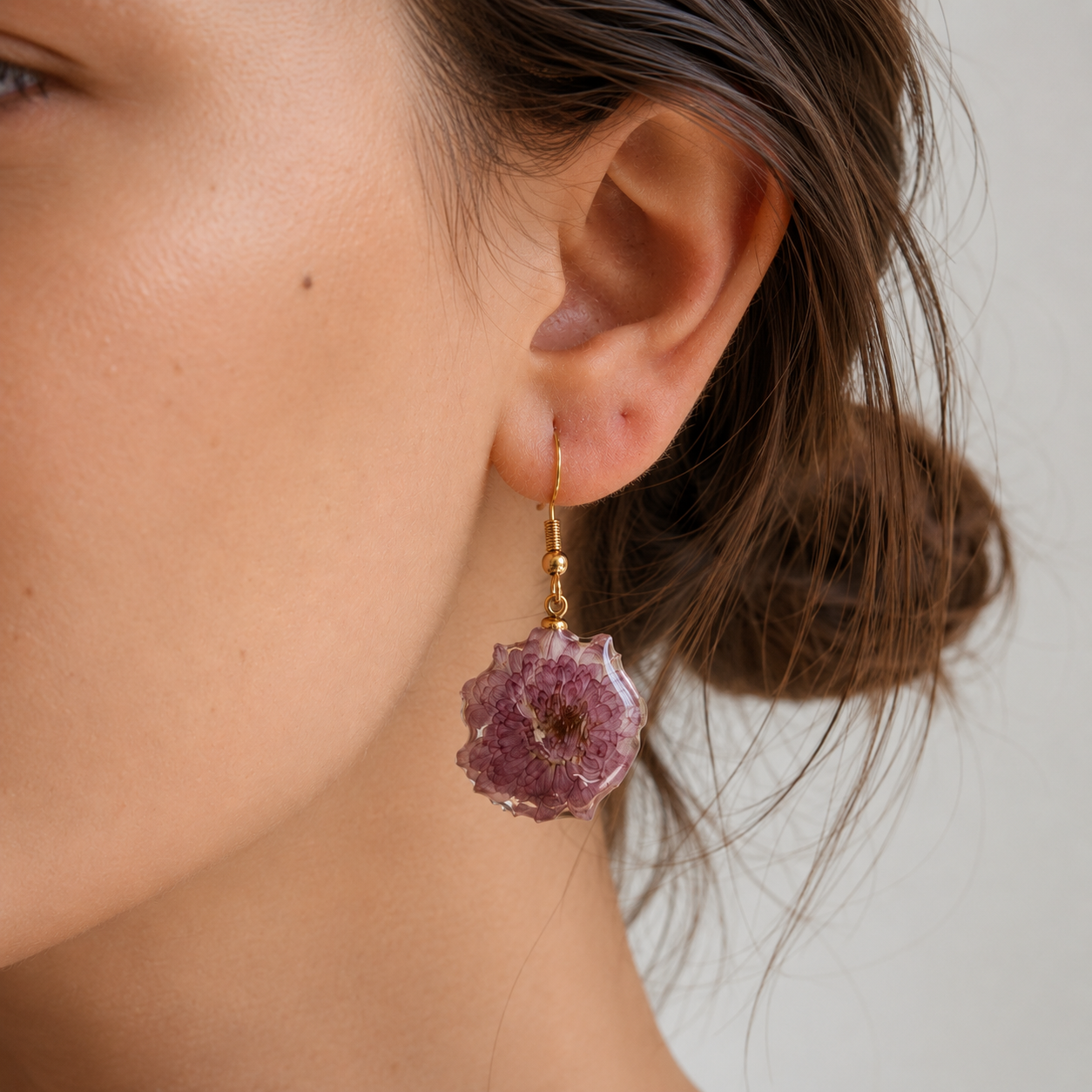 Pendientes Lila - Flor natural