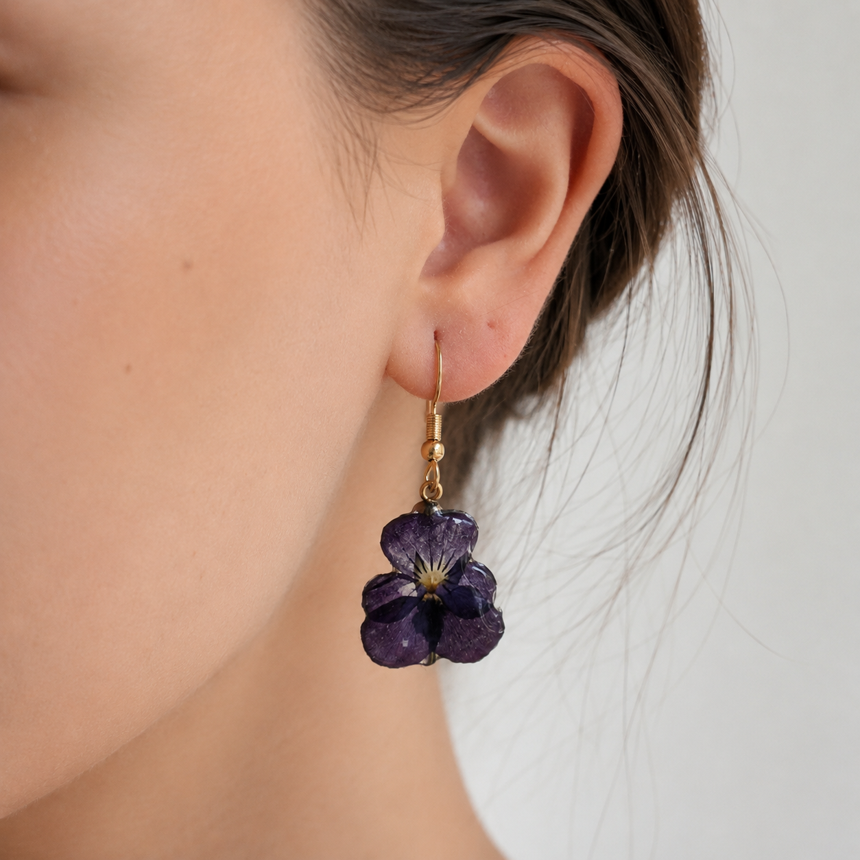 Pendientes Viola - Flor natural