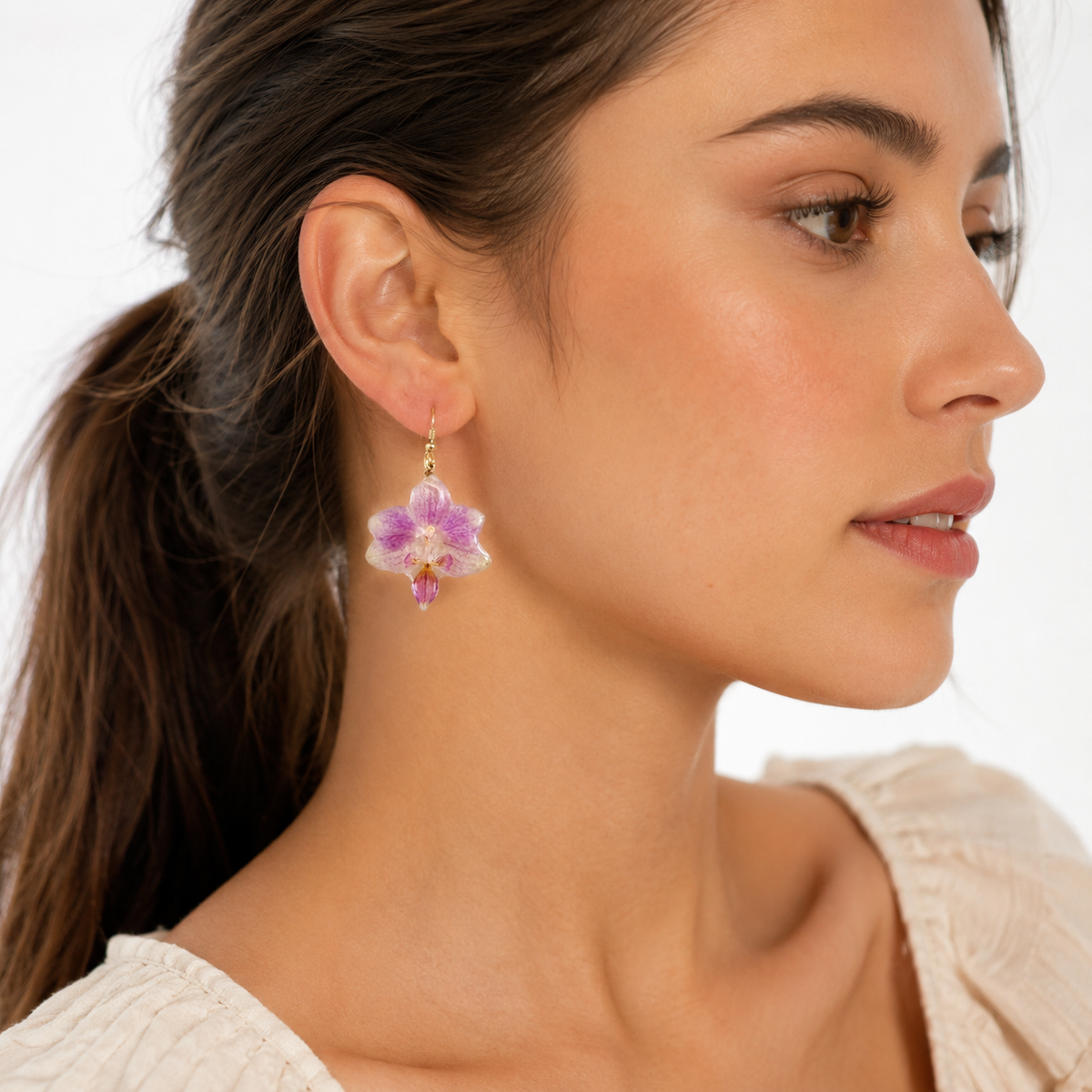Pendientes Jacaranda - Orquídea preservada