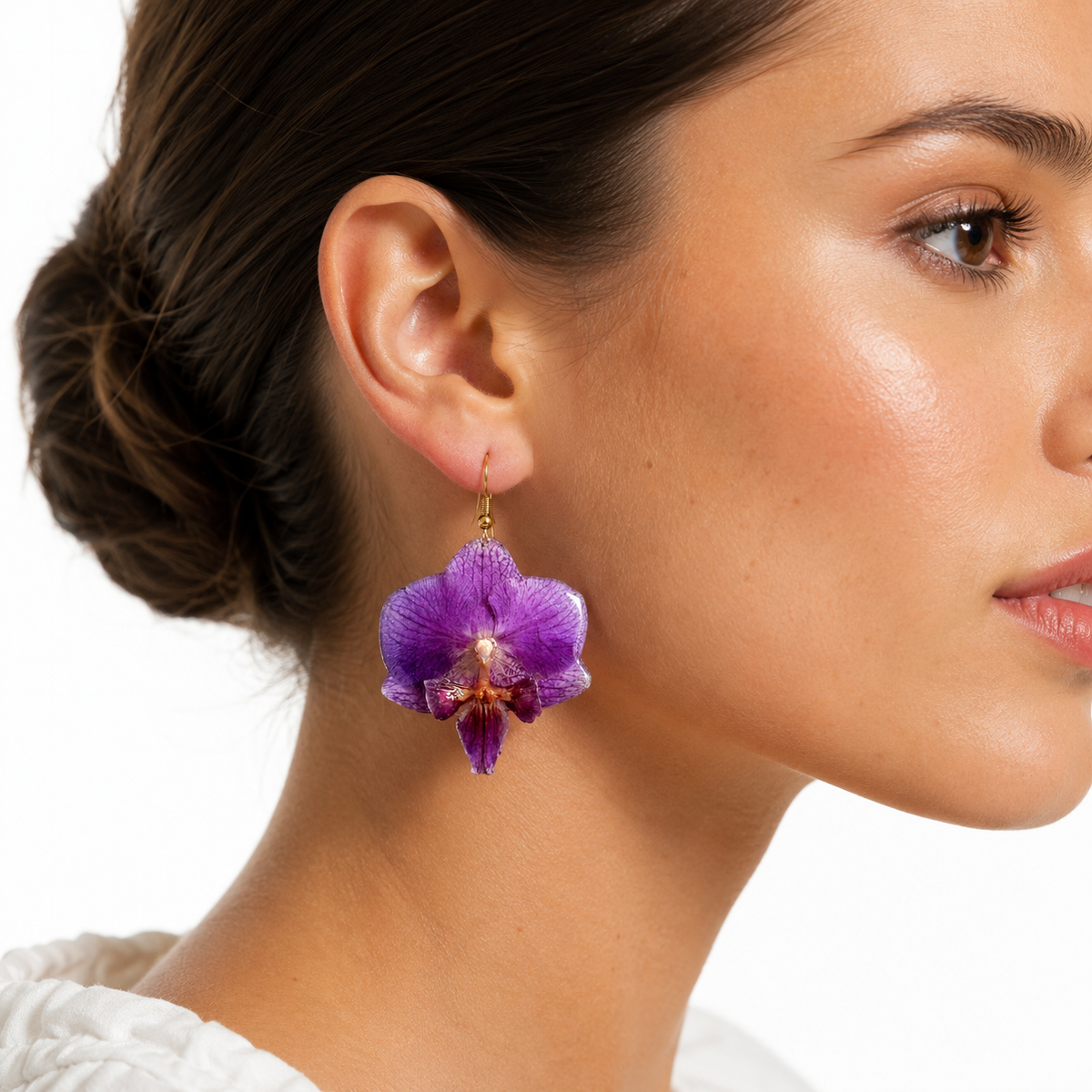 Pendientes Malva - Orquídea preservada