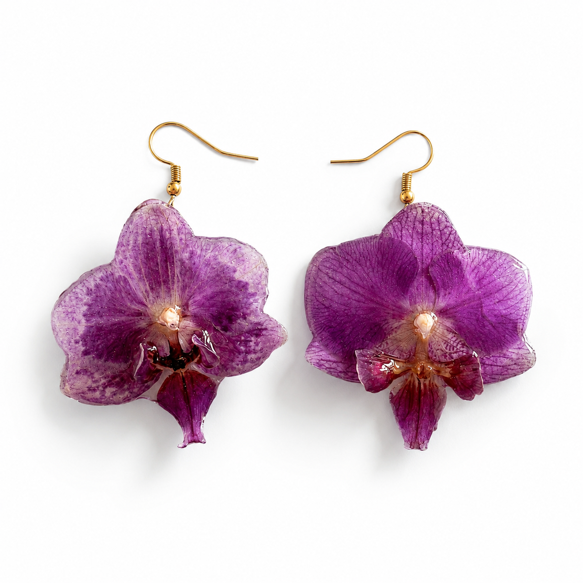 Pendientes Malva - Orquídea preservada