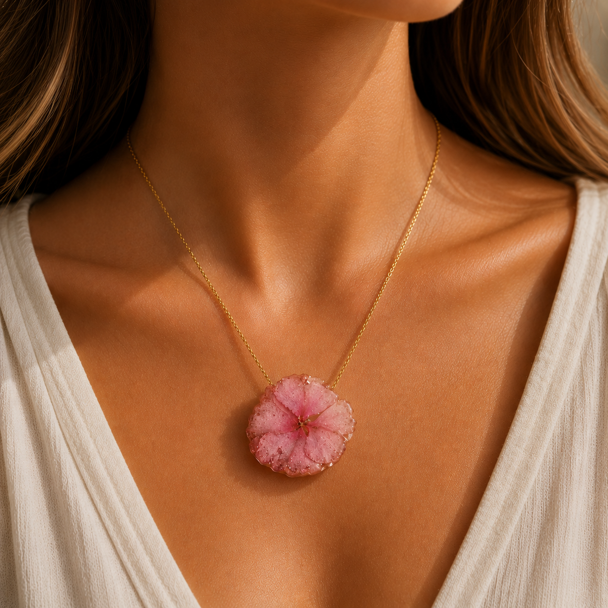 Colgante Flor Eterna · Rosa Pétalo